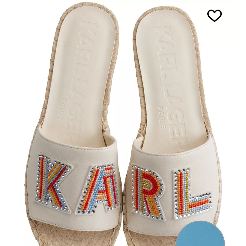 KARL LAGERFELD PARIS
Caine Logo Studded Espadrille Slides